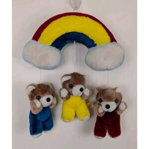 Jolly Jumper Vintage Hanging Teddy Bear Rainbow Mobile 1983 Kids Baby Room 16x12